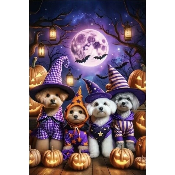 Halloween Dogs Garden Flag Double Sided Burlap Decorative‎ Weatherproof 12x18 - Picture 1 of 3